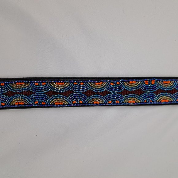 Vintage Ginnie Johansen Beaded Leather Belt M main image 7